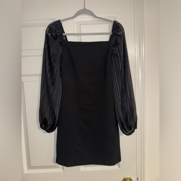 Love Squared Dresses & Skirts - Love Squared Bodycon Black Dress with Sheer Sparkly Balloon Sleeves